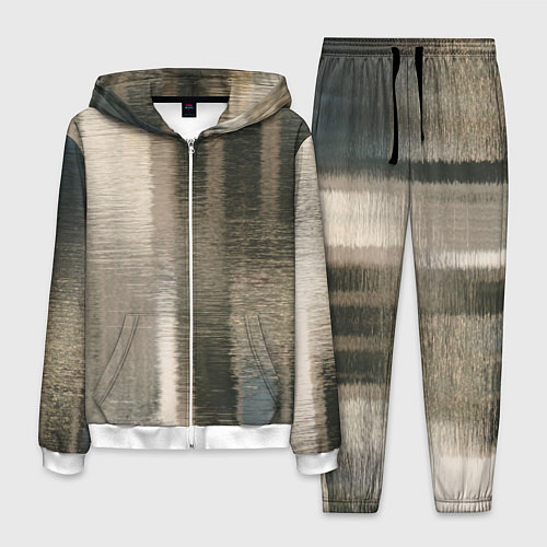 Мужской костюм Размытые серо-бежевые полосы / 3D-Белый – фото 1