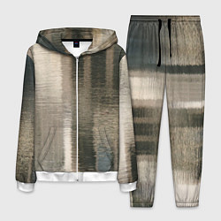 Костюм мужской Размытые серо-бежевые полосы, цвет: 3D-белый