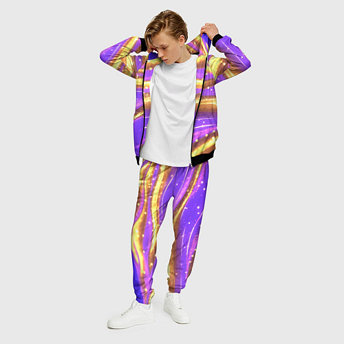 Мужской костюм Блестящая волнистая текстура / 3D-Черный – фото 3