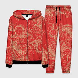 Мужской костюм Золотые драконы на красном