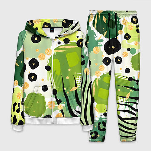 Мужской костюм Зеленый анималистичный паттерн / 3D-Белый – фото 1