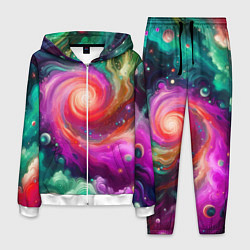 Костюм мужской Космическая неоновая фантазия - нейроарт, цвет: 3D-белый