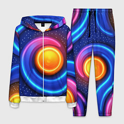 Костюм мужской Оранжевый круг и голубые линии текстура, цвет: 3D-белый