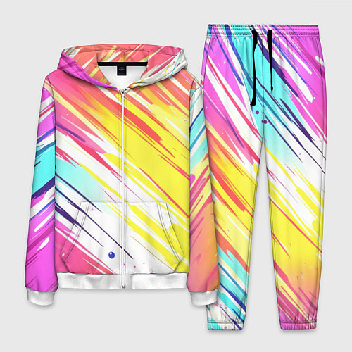 Мужской костюм Брызги краски на белом фоне / 3D-Белый – фото 1