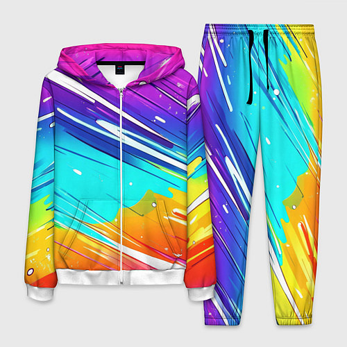 Мужской костюм Радужные брызги краски текстура / 3D-Белый – фото 1