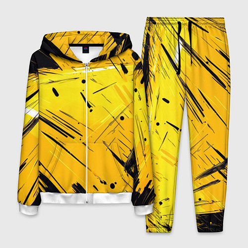 Мужской костюм Желтая краска на черном фоне / 3D-Белый – фото 1