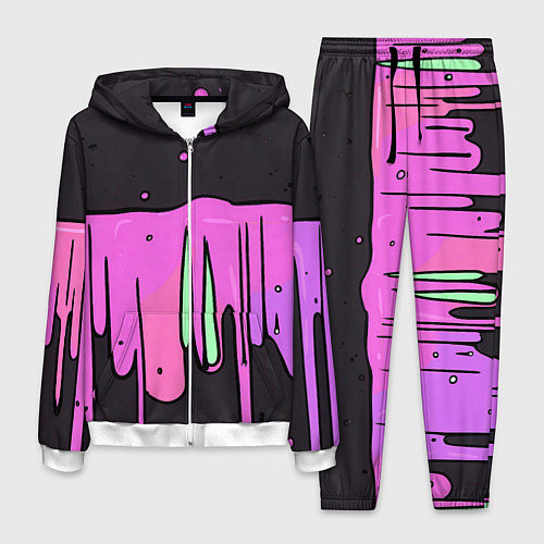 Мужской костюм Фиолетовая текстура на черном фоне / 3D-Белый – фото 1