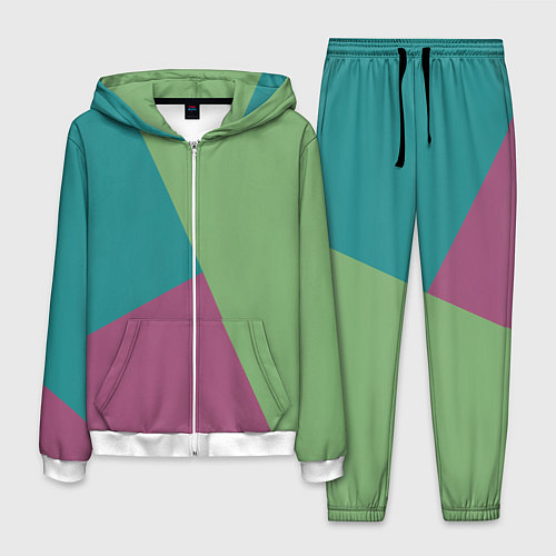 Мужской костюм Сине-зелёно-розовый тёмный трёхцветный / 3D-Белый – фото 1