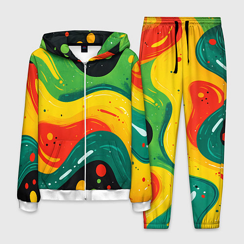 Мужской костюм Желто-зеленая краска текстура / 3D-Белый – фото 1