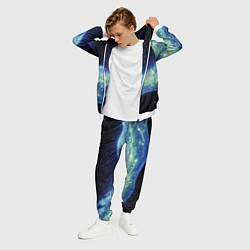 Костюм мужской Синяя волна с зеленым оттенком на черном, цвет: 3D-белый — фото 2