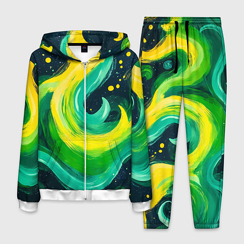 Мужской костюм Желто-зеленая краска текстура / 3D-Белый – фото 1