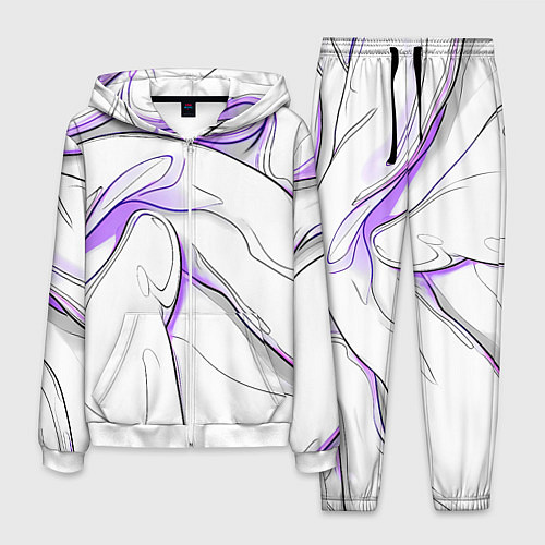 Мужской костюм Черные и фиолетовые линии на белом / 3D-Белый – фото 1