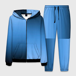 Костюм мужской Градиент сине-голубой пополам, цвет: 3D-черный