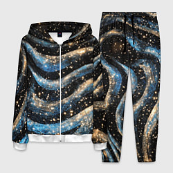 Мужской костюм Волнистые синие линии на черном