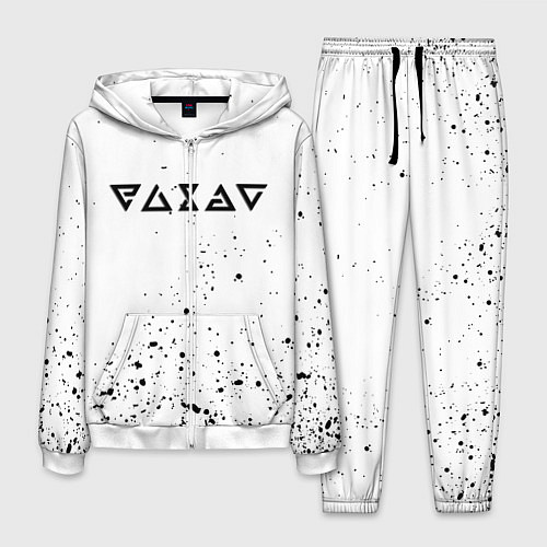 Мужской костюм Ведьмак брызги красок / 3D-Белый – фото 1