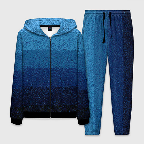 Мужской костюм Сине-голубой градиент полосами с узором / 3D-Черный – фото 1