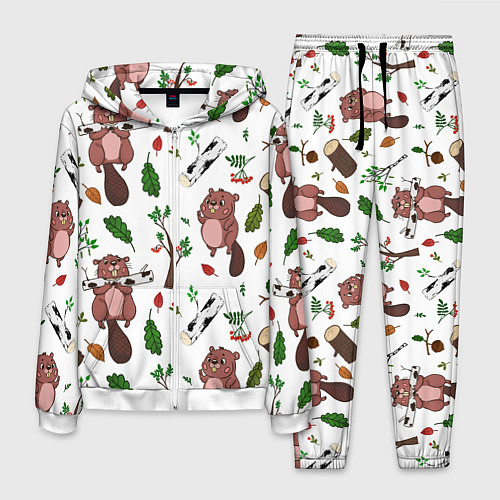 Мужской костюм Бобер и полено / 3D-Белый – фото 1