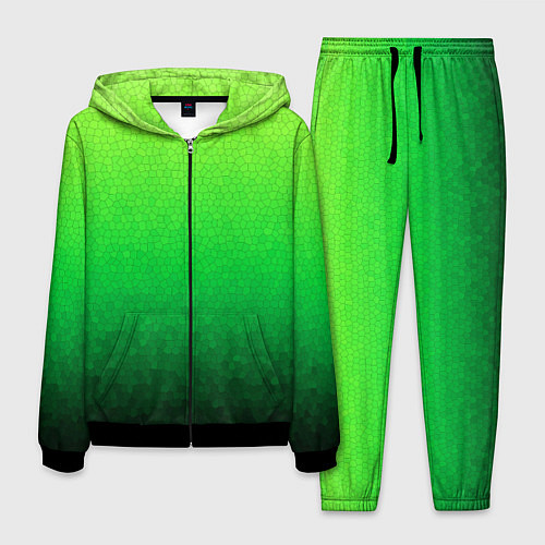 Мужской костюм Градиент мозаика зелёный в тёмный / 3D-Черный – фото 1