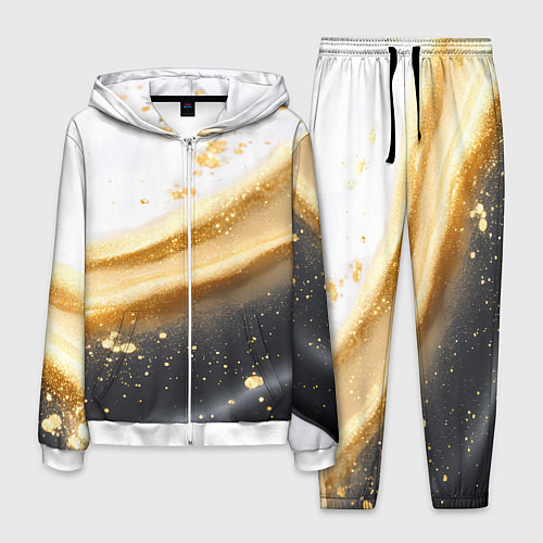 Мужской костюм Черно-золотая текстура на белом / 3D-Белый – фото 1