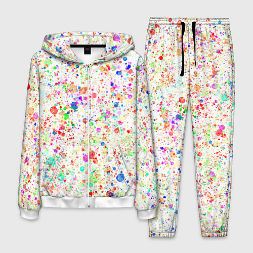 Мужской костюм Белый с разноцветными брызгами / 3D-Белый – фото 1
