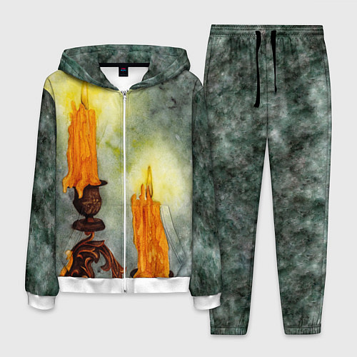 Мужской костюм Две горящие свечи в темноте / 3D-Белый – фото 1