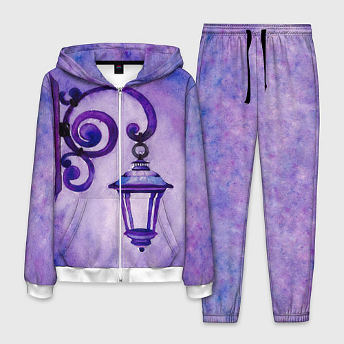 Мужской костюм Уличный фиолетовый фонарь / 3D-Белый – фото 1