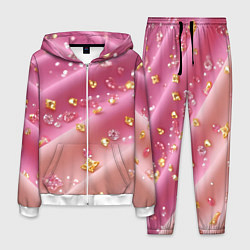 Костюм мужской Золотинки на розовой текстуре, цвет: 3D-белый
