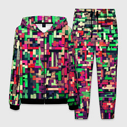 Костюм мужской Зелёно-розовый геометричные фигуры, цвет: 3D-черный