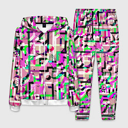 Костюм мужской Объемная абстракция розовый, цвет: 3D-белый