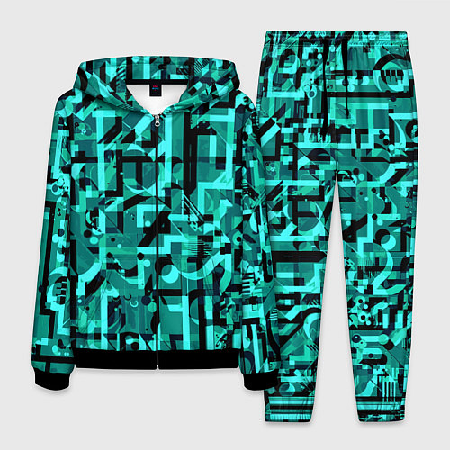 Мужской костюм Неоновый голубой объёмный эффект / 3D-Черный – фото 1