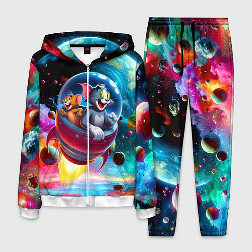 Мужской костюм Том и Джерри летят в ракете - нейроарт / 3D-Белый – фото 1