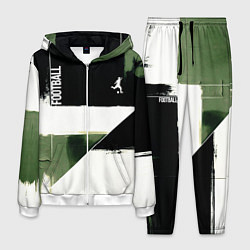 Костюм мужской Футбол на фоне брызг красок, цвет: 3D-белый