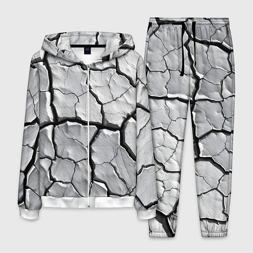 Мужской костюм Серая растрескавшаяся глина / 3D-Белый – фото 1