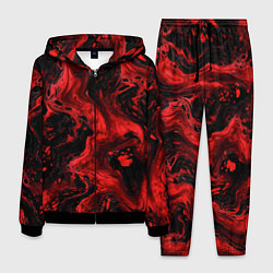 Костюм мужской Красно-черные разводы краски - абстрактный узор, цвет: 3D-черный