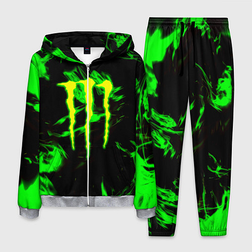 Мужской костюм Monster energy кислотное лого огонь / 3D-Меланж – фото 1