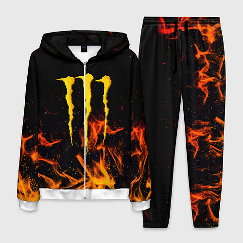 Мужской костюм Monster energy orange fire / 3D-Белый – фото 1