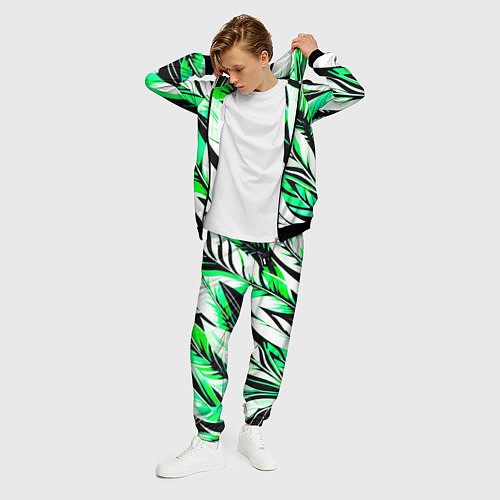 Мужской костюм Крупные листья абстракция / 3D-Черный – фото 3