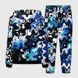 Костюм мужской Абстракция разлитые краски чёрно-сине-белый, цвет: 3D-черный