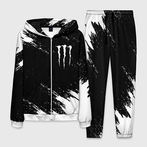 Мужской костюм Monster energy краски штрихи белые / 3D-Белый – фото 1