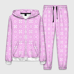 Костюм мужской Бело розовый ажурный кружевной узор, цвет: 3D-белый