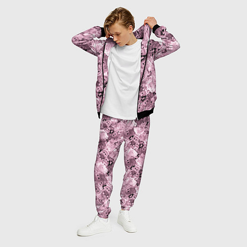 Мужской костюм Розовые лабубы паттерн / 3D-Черный – фото 3