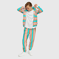 Костюм мужской Полосы бирюзово-розовые, цвет: 3D-белый — фото 2