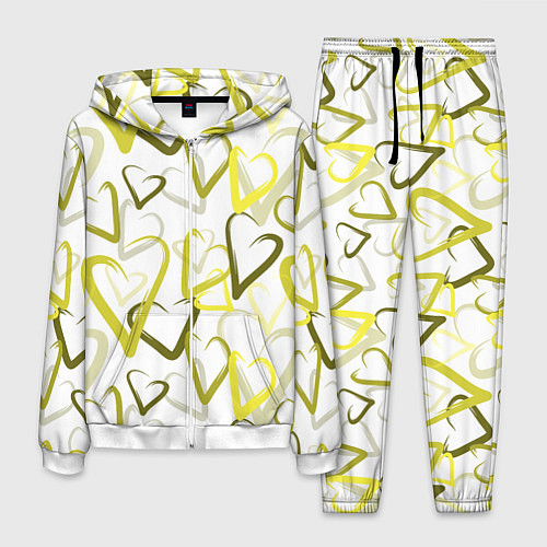 Мужской костюм Зеленые сердца / 3D-Белый – фото 1