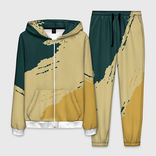 Мужской костюм Желто-зеленые абстрактные полосы / 3D-Белый – фото 1