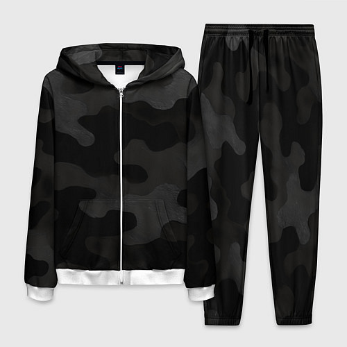 Мужской костюм Черно-серая текстура камуфляжа / 3D-Белый – фото 1