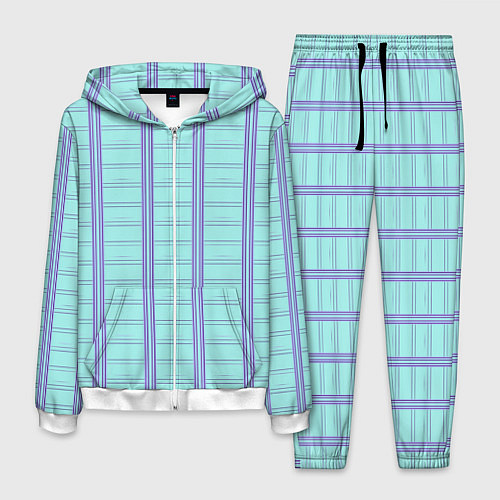 Мужской костюм Color light blue cage / 3D-Белый – фото 1