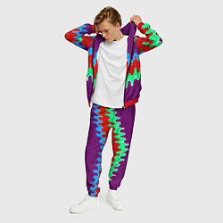 Костюм мужской Фиолетовый с искажёнными абстрактными полосами, цвет: 3D-красный — фото 2