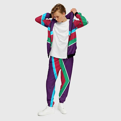 Мужской костюм Фиолетовый с полосами / 3D-Черный – фото 3