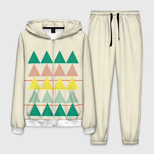 Мужской костюм Абстрактный лес пирамидки с однотоном / 3D-Белый – фото 1