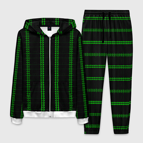 Мужской костюм Color black cage green stripes / 3D-Белый – фото 1